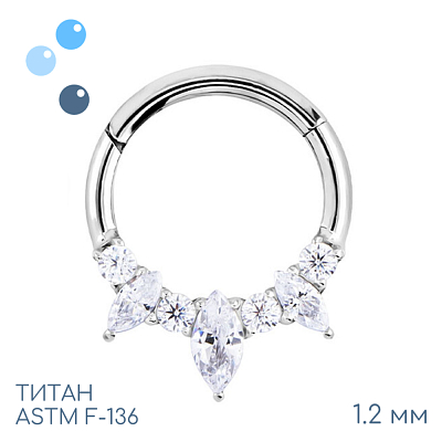 Кольцо-кликер Petals 3K Crystal 1.2 мм (16 G)